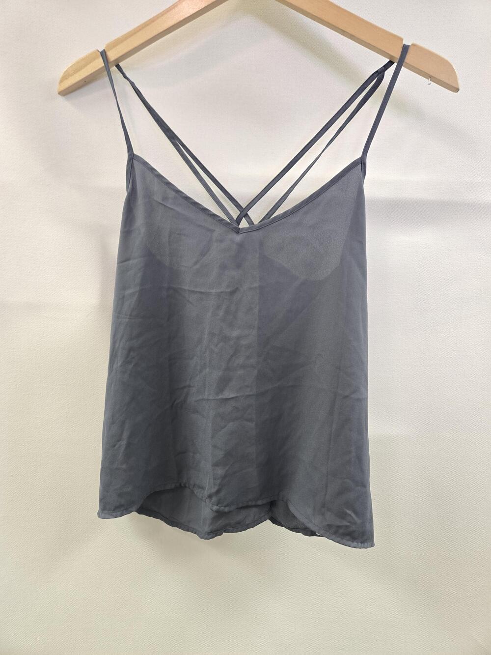 Hollister Tank Top Womens Medium Gray Strappy Cami Sleeveless Crisscross Back